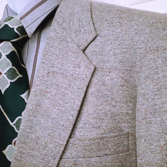 Vintage 60s Silk Blazer Bel-Air Clothes USA-Made Sport Coat -44R Pockets Silvery - Picture 6 of 11